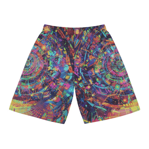 Abstract Neon Galaxy Basketball Shorts