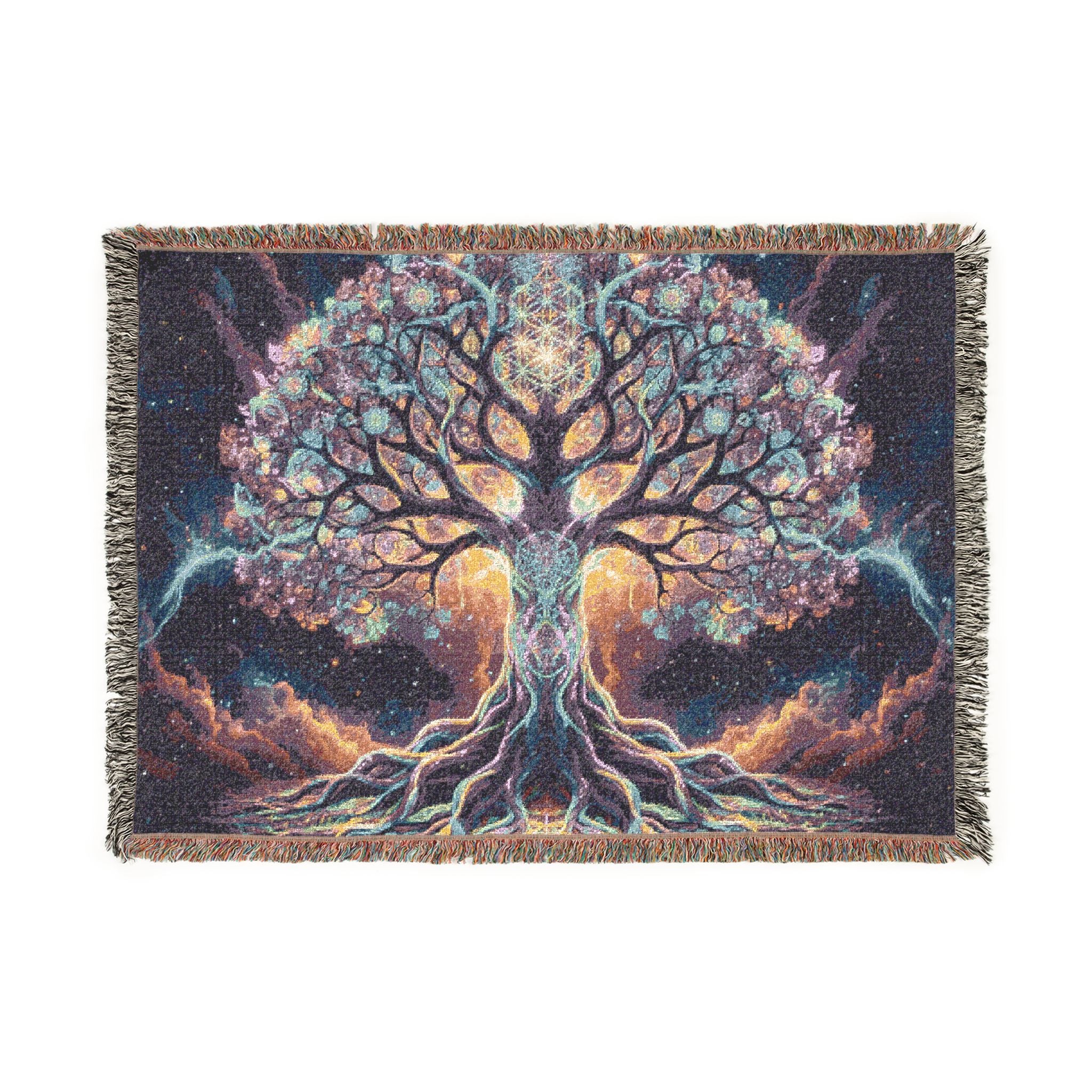 Tree of Life Woven Blanket — Mystical Boho Tapestry Throw