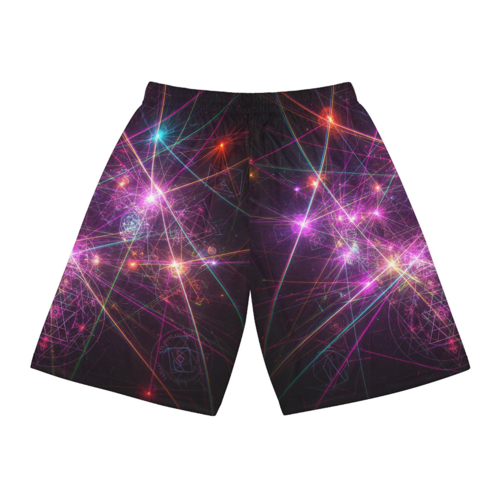 Neon Galaxy Basketball Shorts — Cosmic Light AOP Athletic Shorts