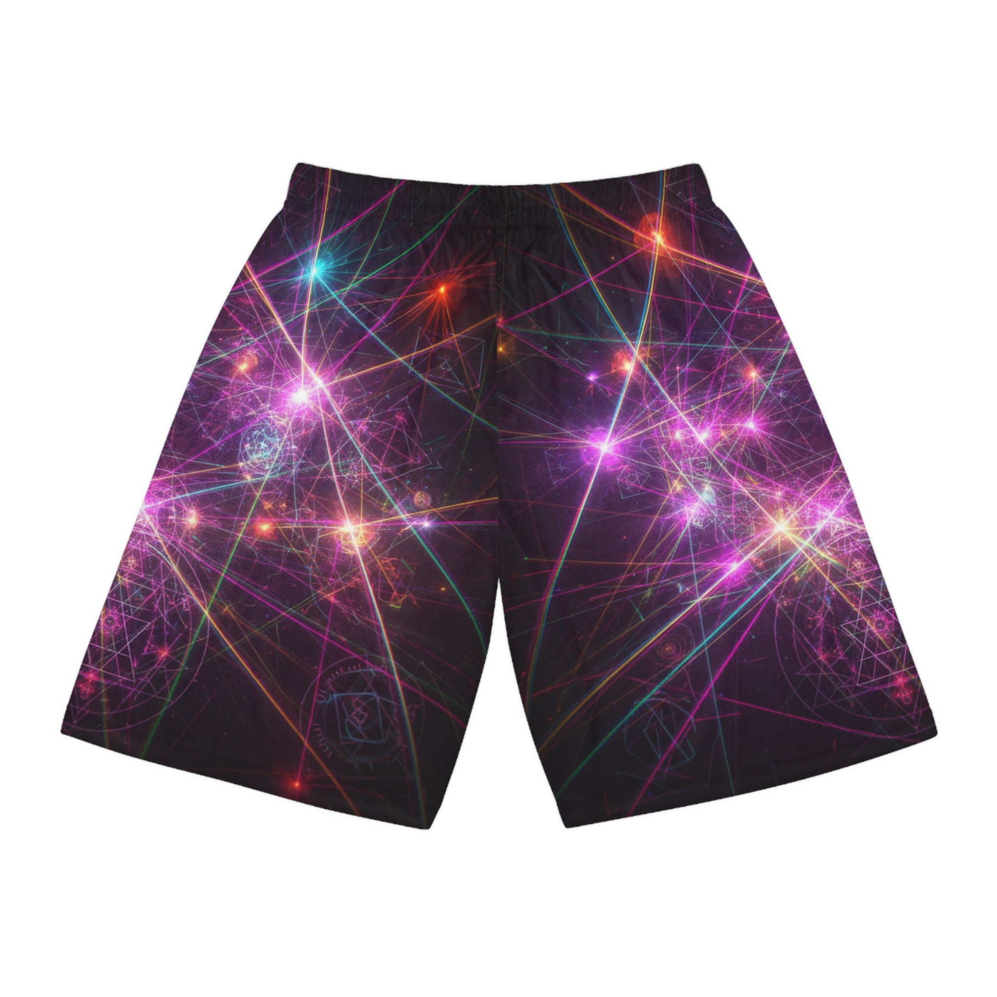 Neon Galaxy Basketball Shorts — Cosmic Light AOP Athletic Shorts
