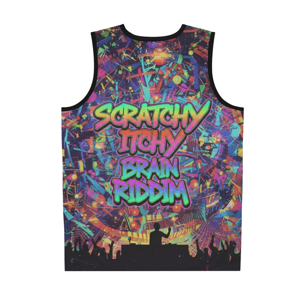 Psychedelic DJ Basketball Jersey — "Scratchy Itchy Brain Riddim"