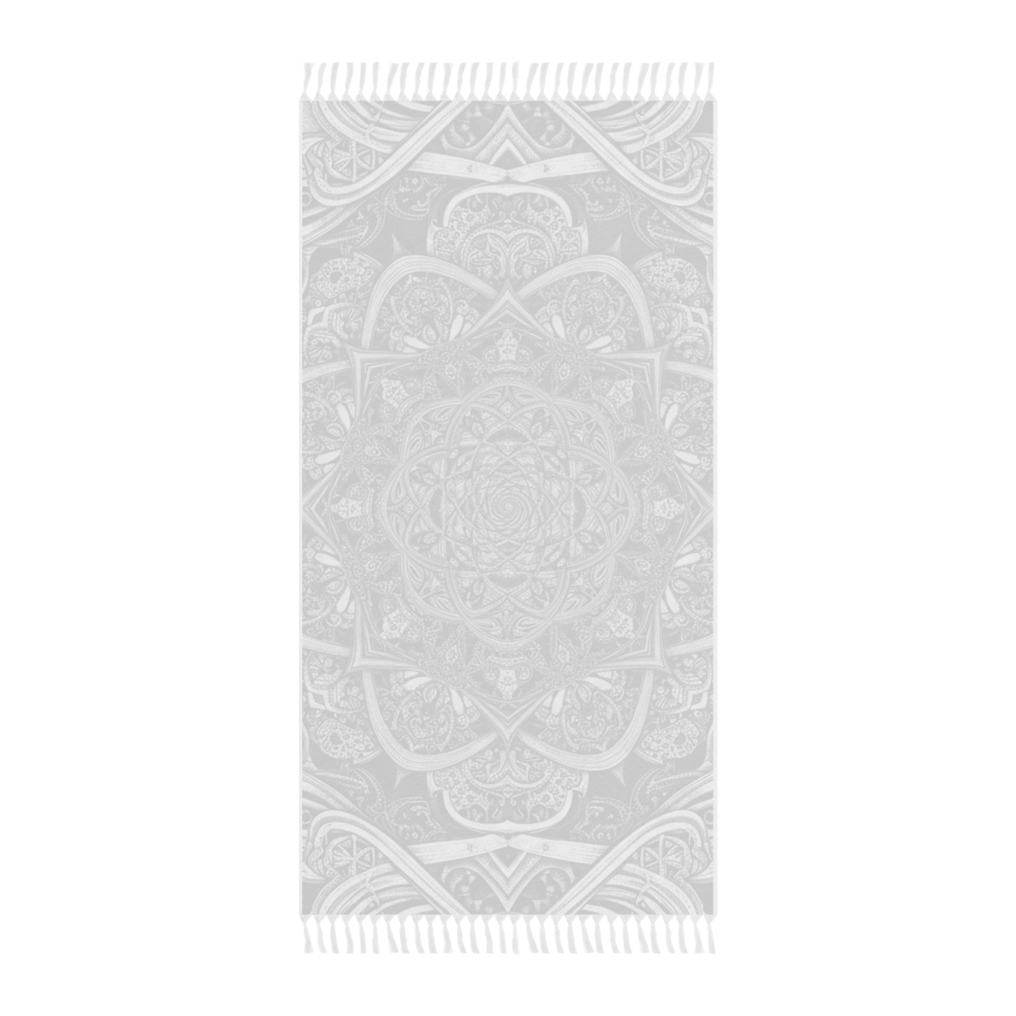 Boho Mandala Beach Towel – Black & White Fringe Turkish-Style Throw