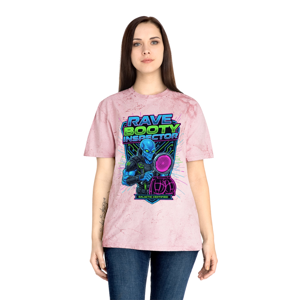Rave Booty Inspector T‑Shirt — Neon Alien DJ Graphic Tee