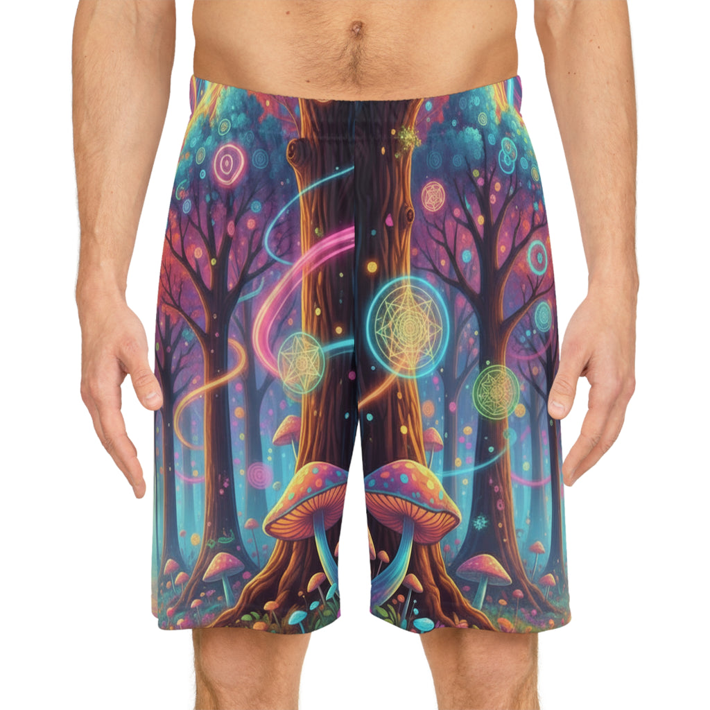 Psychedelic Fantasy Forest Basketball Shorts