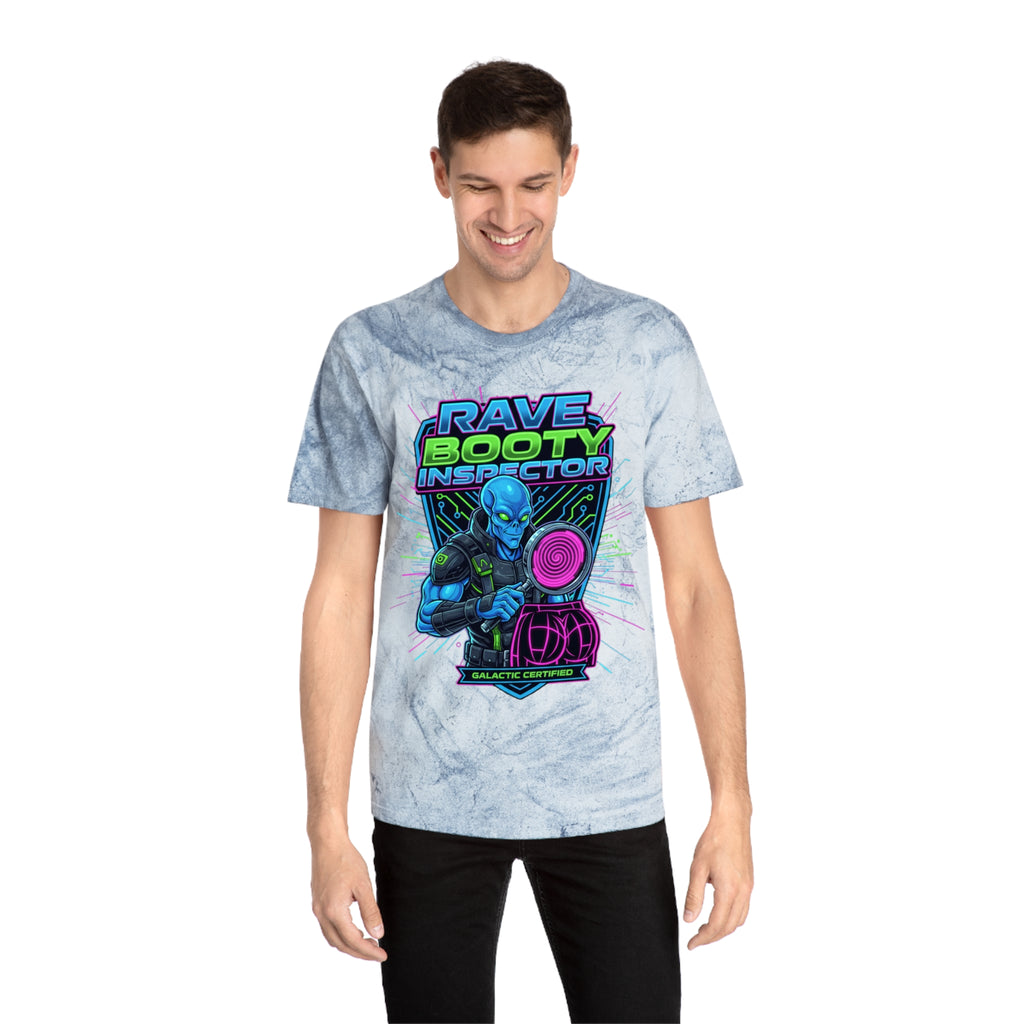 Rave Booty Inspector T‑Shirt — Neon Alien DJ Graphic Tee