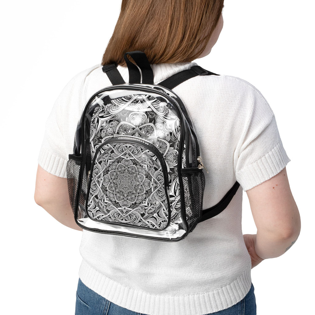 Monochrome Mandala Clear Stadium Backpack
