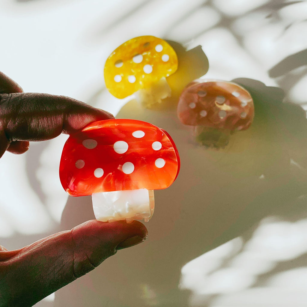 Set of 3 Velvet Claws Mini Mushroom Hair Clips