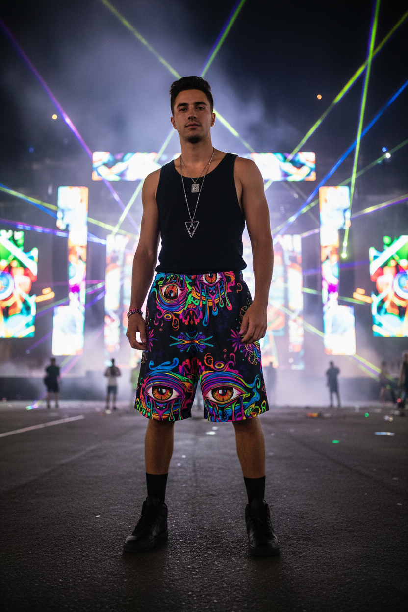 All-Seeing Eye Shorts - Men's Festival Ad