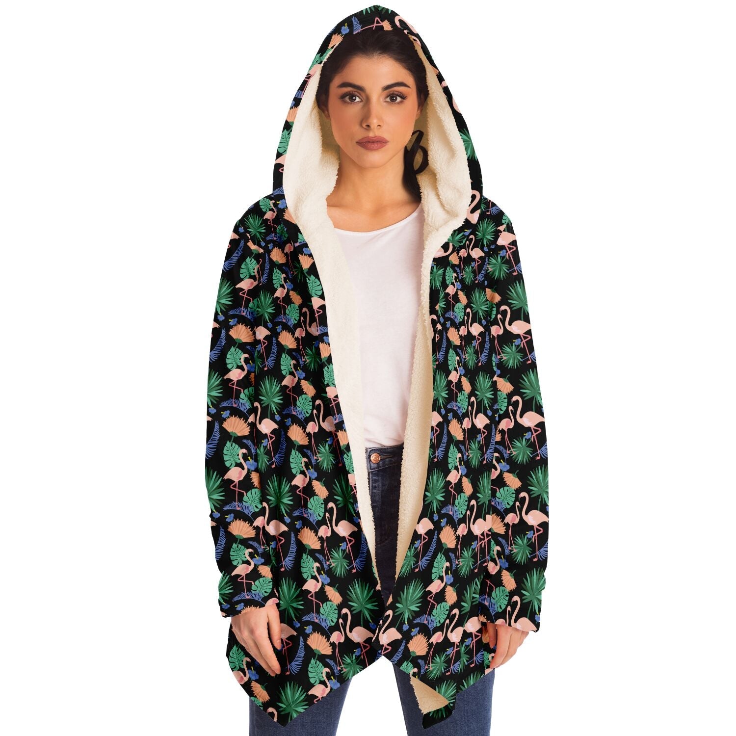 Flamingo Exotic Floral Cloak Hoodie
