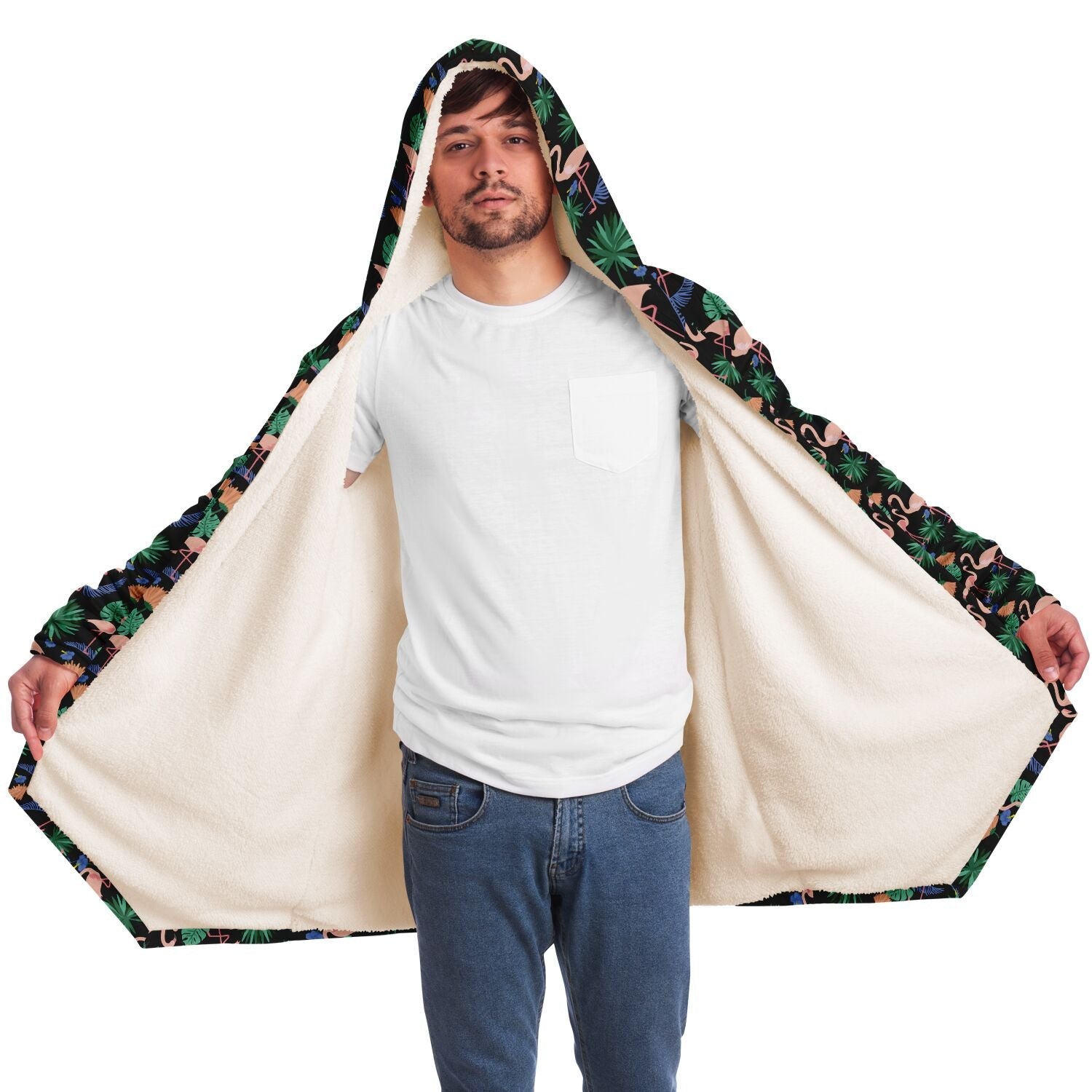 Flamingo Exotic Floral Cloak Hoodie