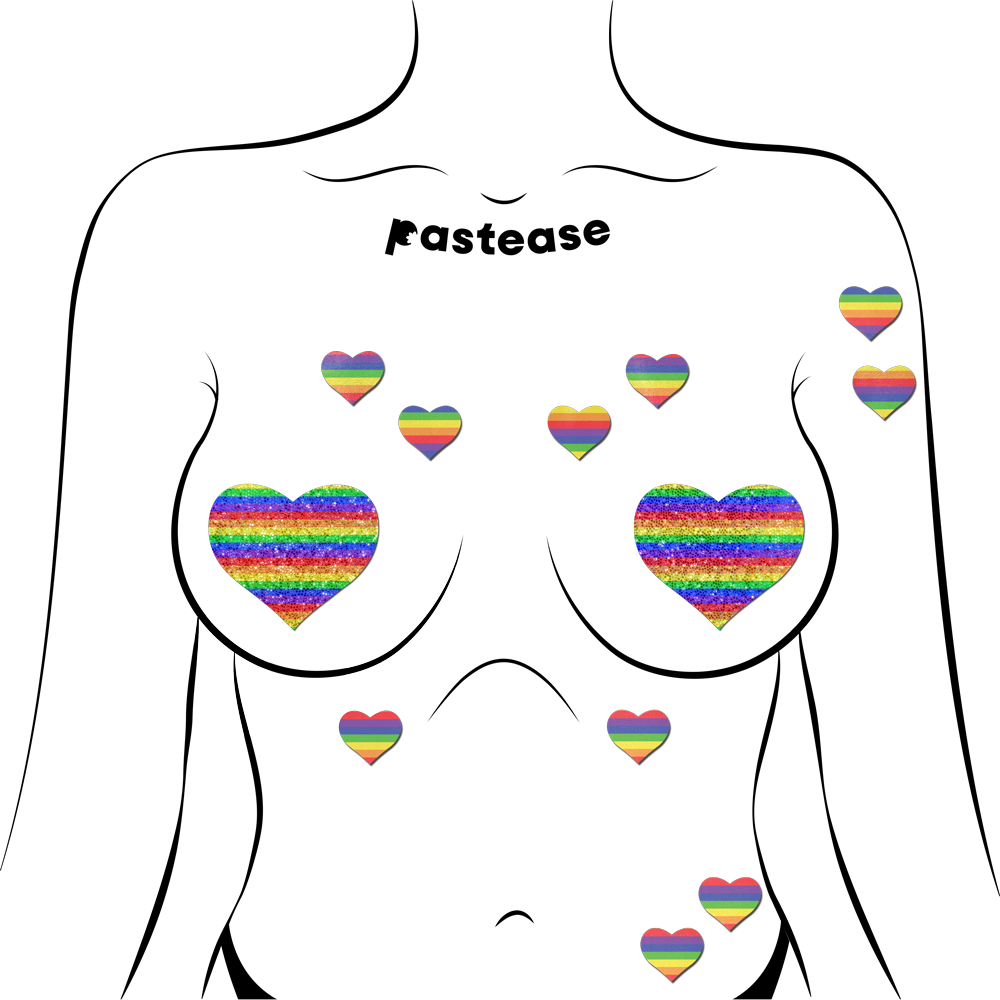 5-Pack: Body Minis: 10 Mini Rainbow Hearts Nipple & Body Pasties by Pastease®