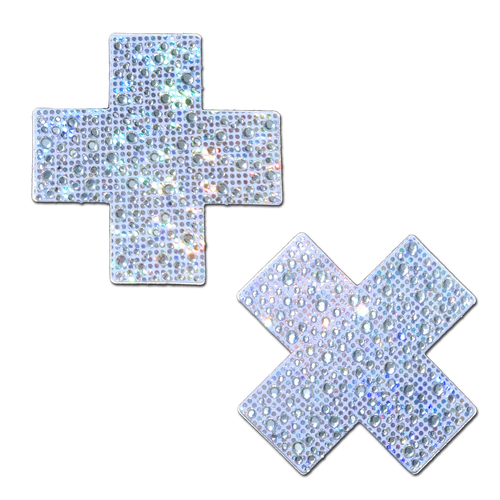 5-Pack: Plus X: Crystal Silver Cross Nipple Pasties by Pastease® o/s