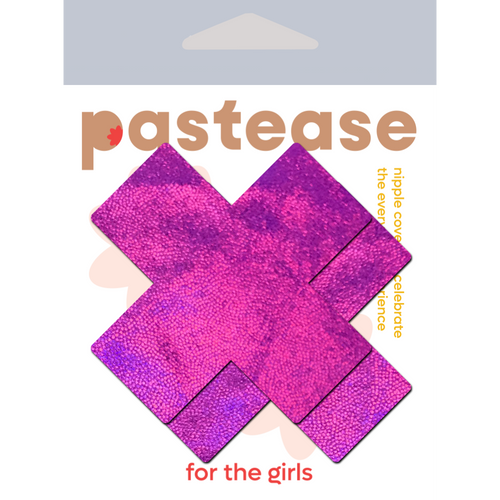 5-Pack: Plus X: Pink Holographic Cross Nipple Pasties by Pastease® o/s