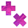 5-Pack: Plus X: Pink Holographic Cross Nipple Pasties by Pastease® o/s
